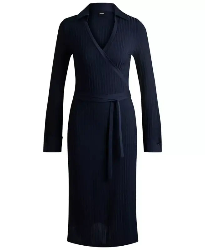 Women's Lustrous Ribbed Wrap Dress - 2