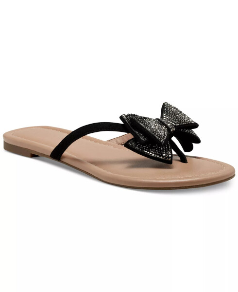 Women's Mabae Bow Flat Sandals, Created for Modazone Black Bling - 1