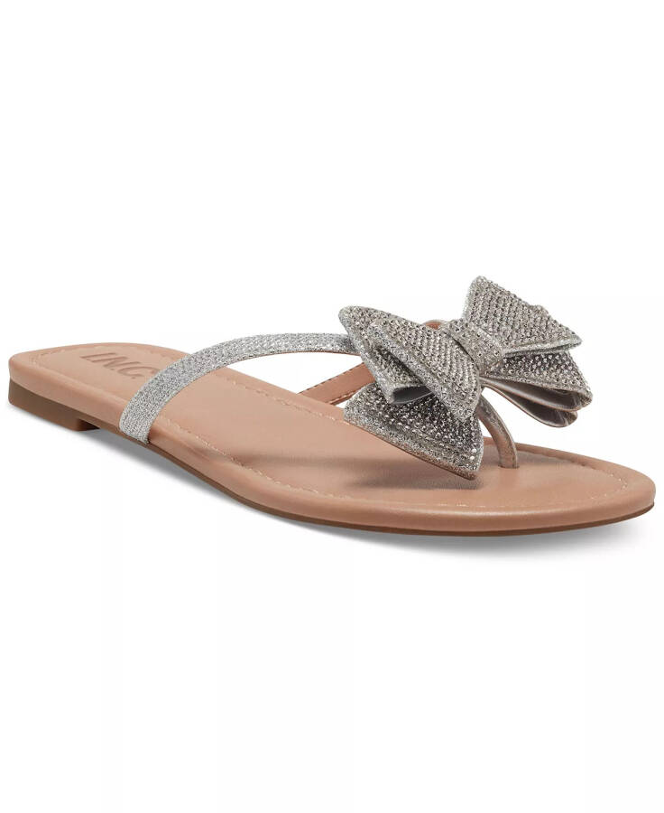 Women's Mabae Bow Flat Sandals, Created for Modazone Silver Bling - 1