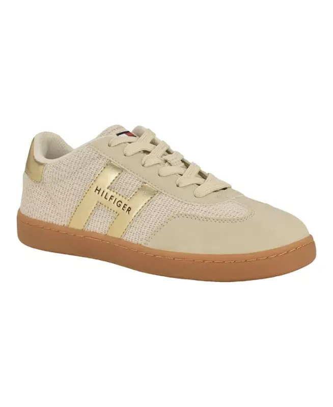 Women's Maisie Low Profile Lace-Up Sneakers - Gold/Beige - TOMMY HILFIGER