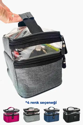 Women's Makeup Bag Two Large Compartment Hanging Foldable Care Travel Organizer Makeup Bag-Anthracite - 5