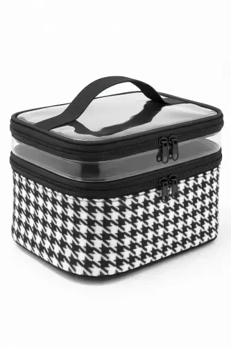 Women's Makeup Bag Two Large Compartment Haning Foldable Cosmetic Travel Organizer Makeup Bag-White - ANKAFLEX (1)