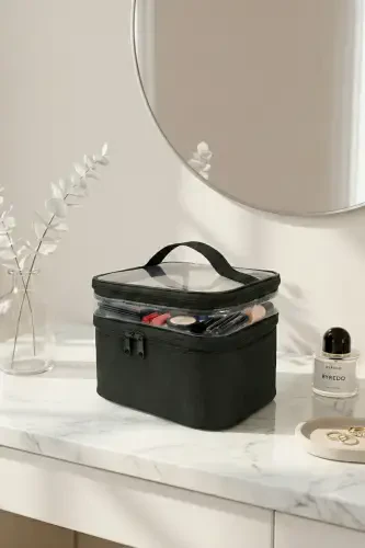 Women's Makeup Bag with Two Spacious Compartments, Strap, Foldable, Care Travel Organizer Makeup Bag - ANKAFLEX (1)