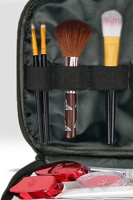 Women's Makeup Bag with Two Spacious Compartments, Strap, Foldable, Care Travel Organizer Makeup Bag - 5