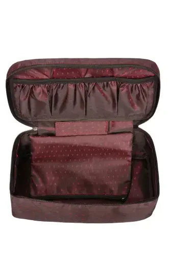 Women's Makeup Brush Bra Storage And Lingerie Organizer Burgundy Makeup Bag-Burgundy - 6