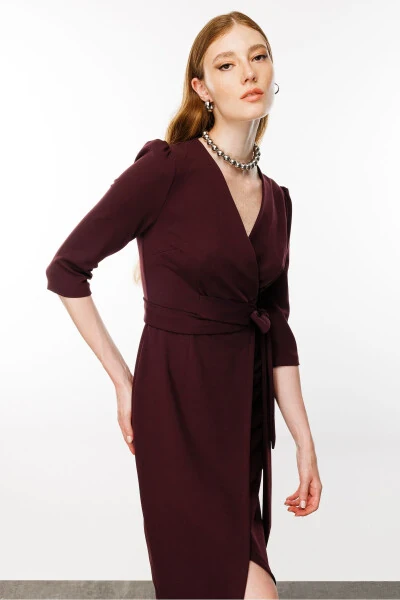 Womens Maroon Wrap Dress - AYHAN (1)