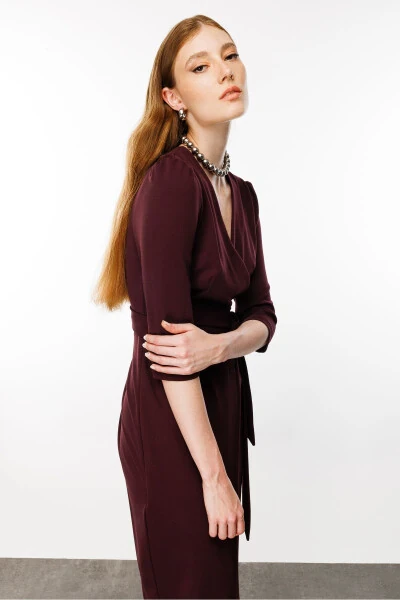 Womens Maroon Wrap Dress - 6