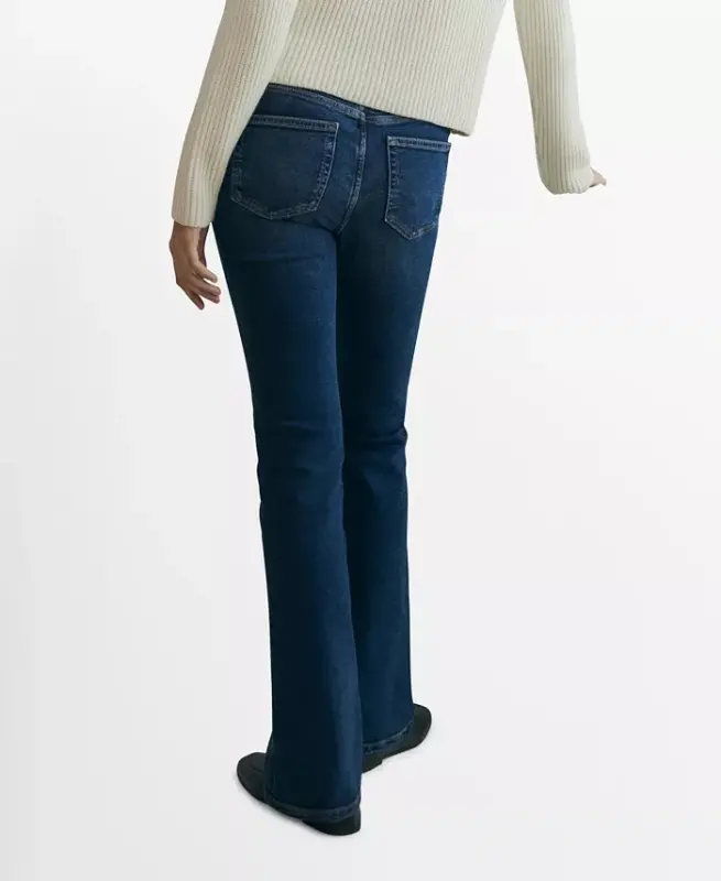 Women's Maternity Flared Jeans-Dark Blue - 3