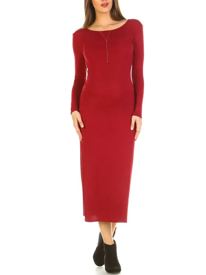 Women's Maternity Long Sleeve Maxi Dress - Extended Sizes Available - 2