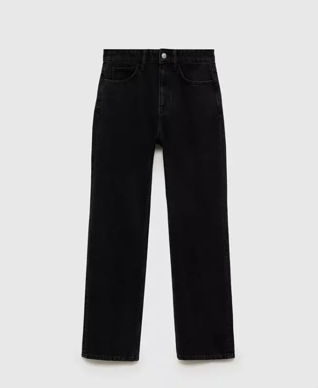 Women's Matilda Medium-Rise Straight-Fit Jeans-Black denim - 2