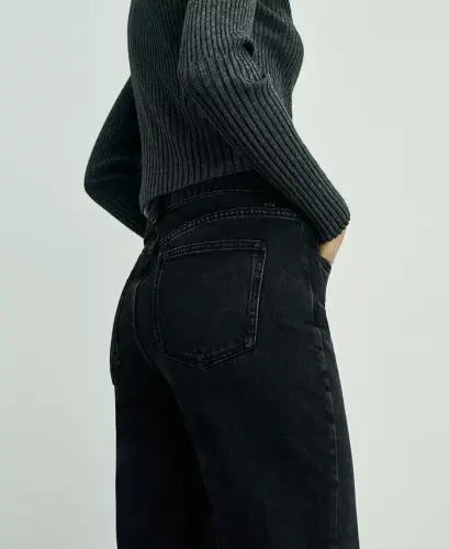 Women's Matilda Medium-Rise Straight-Fit Jeans-Black denim - 8