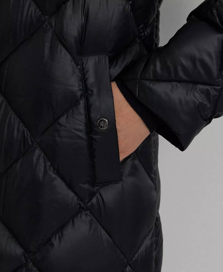 Women's Maxi Diamond Quilted Puffer Coat Black - 5