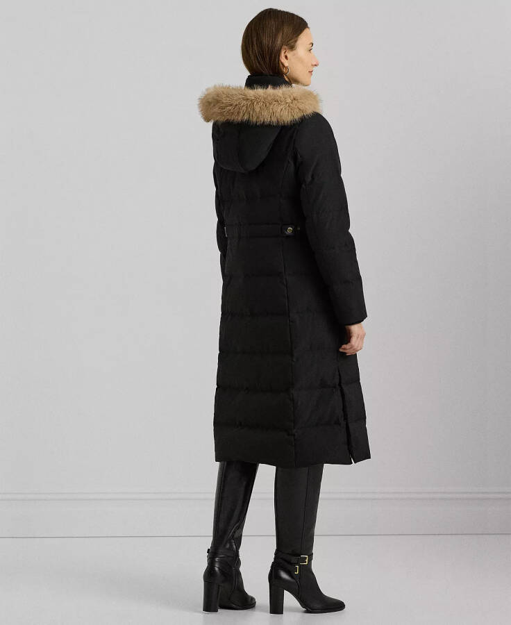 Women's Maxi Faux-Fur-Trimmed Hooded Puffer Coat Black - 2