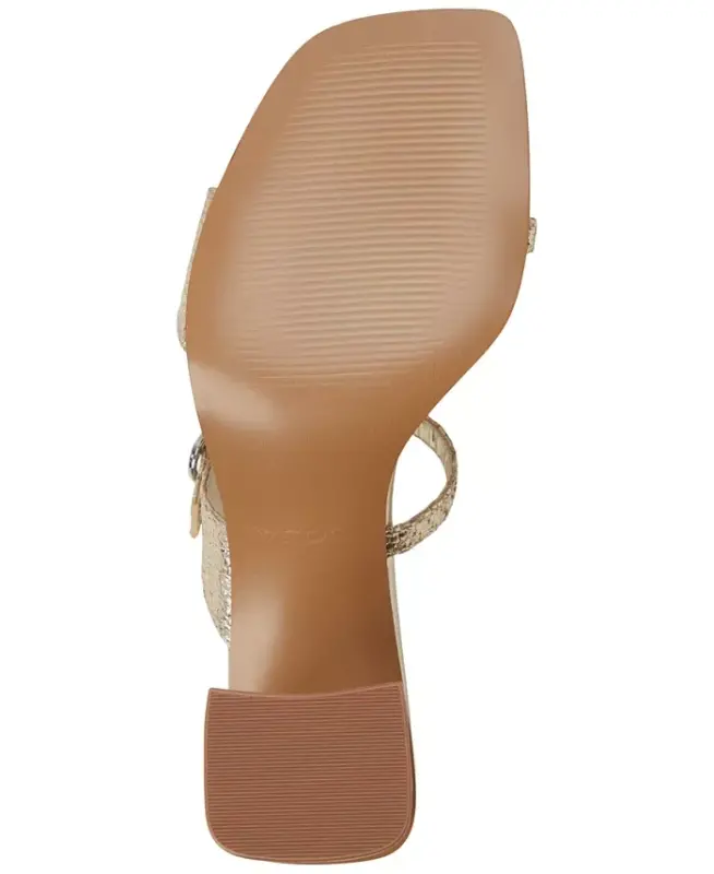 Women's Maymay Buckle Double Band Block-Heel Slide Sandals-Gold Raffia - 5