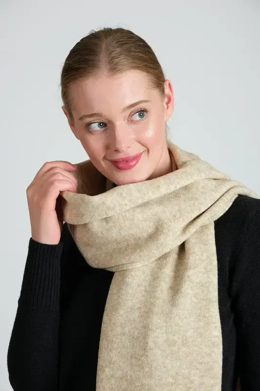 Women's Mélange Soft Touch Scarf Beige 23w506-Dark Beige - CHUBA
