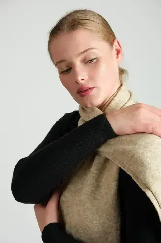 Women's Mélange Soft Touch Scarf Beige 23w506-Dark Beige - 3