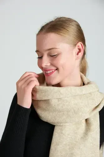Women's Mélange Soft Touch Scarf Beige 23w506-Dark Beige - 4