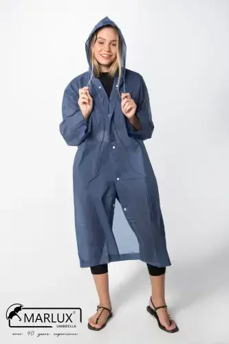 Women's Men's Raincoat Hooded Snap Eva Navy Raincoat M21mrc881r04-Navy - 1