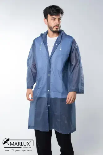 Women's Men's Raincoat Hooded Snap Eva Navy Raincoat M21mrc881r04-Navy - MARLUX (1)