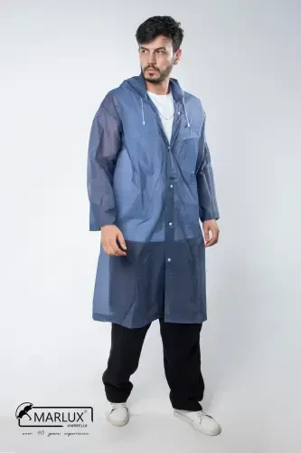 Women's Men's Raincoat Hooded Snap Eva Navy Raincoat M21mrc881r04-Navy - 6