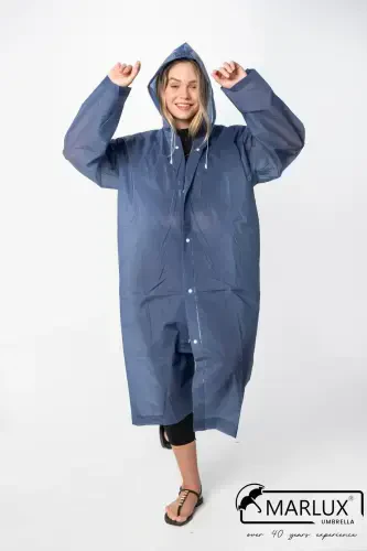 Women's Men's Raincoat Hooded Snap Eva Navy Raincoat M21mrc881r04-Navy - 7