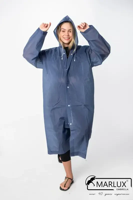 Women's Men's Raincoat Hooded Snap Eva Navy Raincoat M21mrc881r04-Navy - 7