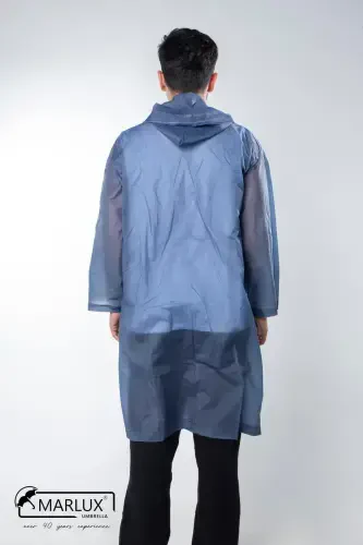 Women's Men's Raincoat Hooded Snap Eva Navy Raincoat M21mrc881r04-Navy - 8