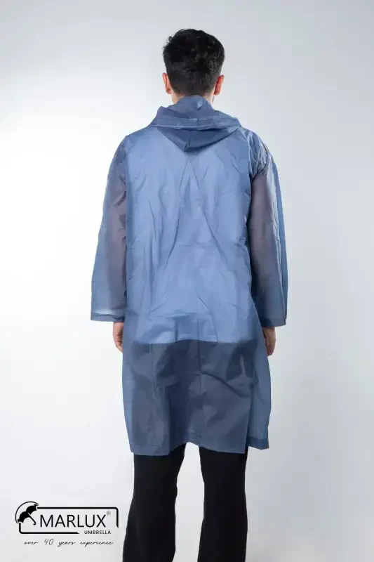 Women's Men's Raincoat Hooded Snap Eva Navy Raincoat M21mrc881r04-Navy - 8