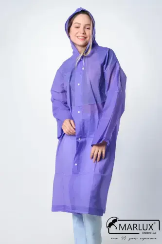 Women's Men's Raincoat Hooded Snap Fastener Eva Purple Raincoat M21mrc881r09-Purple - MARLUX (1)