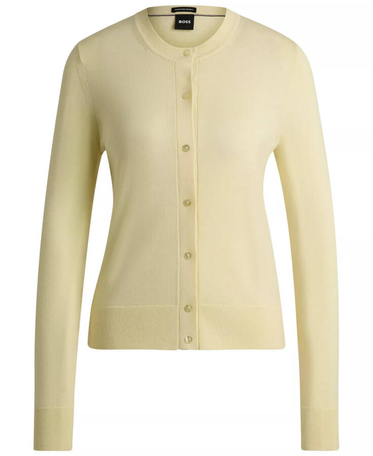 Women's Merino Wool Crew-Neck Cardigan Yellow - 2