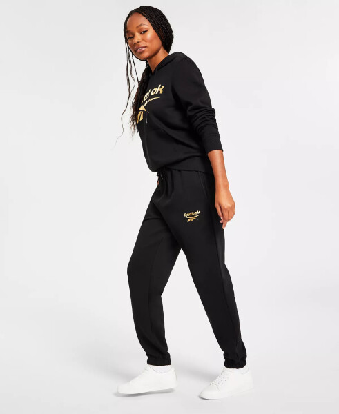 Women's Metallic Foil Logo Fleece Jogger Sweatpants, A Modazone Exclusive Black - 4