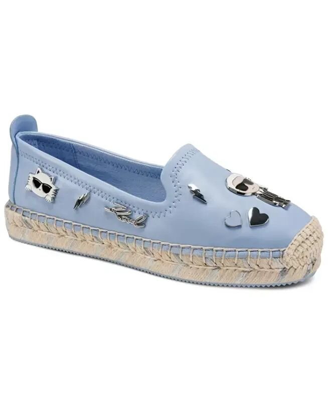 Women's Michaela Embellished Slip-On Espadrille Flats - Light Blue - KARL LAGERFELD PARIS