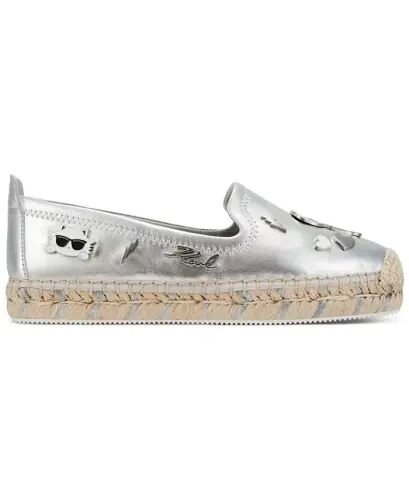 Women's Michaela Embellished Slip-On Espadrille Flats - Silver - KARL LAGERFELD PARIS (1)
