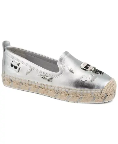 Women's Michaela Embellished Slip-On Espadrille Flats - Silver - 1