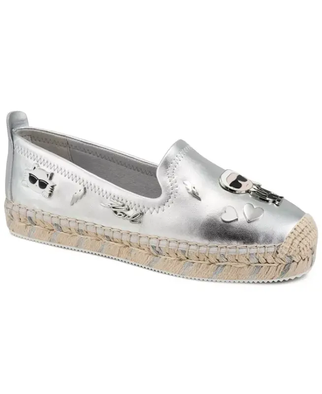 Women's Michaela Embellished Slip-On Espadrille Flats - Silver - 1