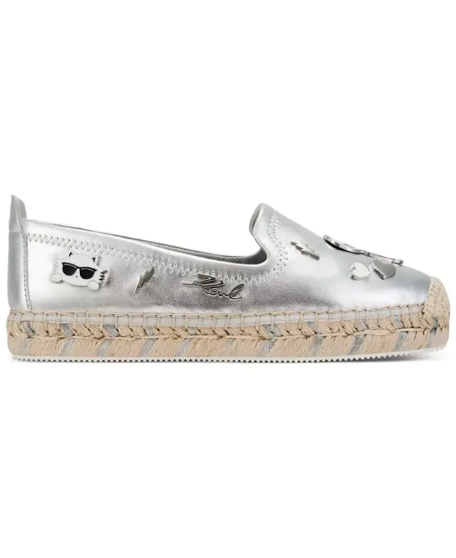 Women's Michaela Embellished Slip-On Espadrille Flats - Silver - 2