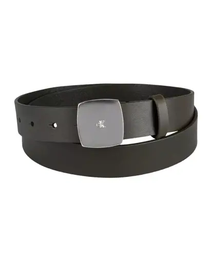 Women's Micro CK Logo Leather Pant Belt-Olive - 1