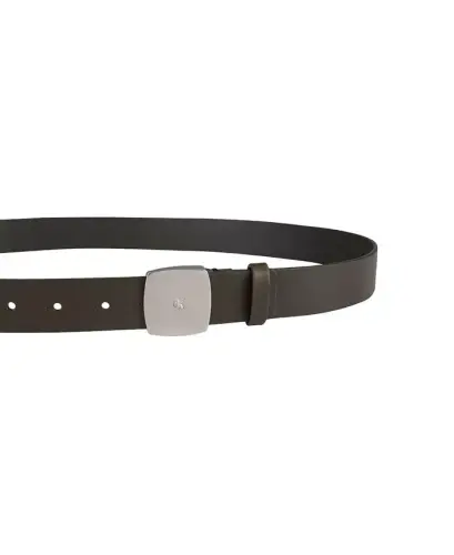 Women's Micro CK Logo Leather Pant Belt-Olive - 3