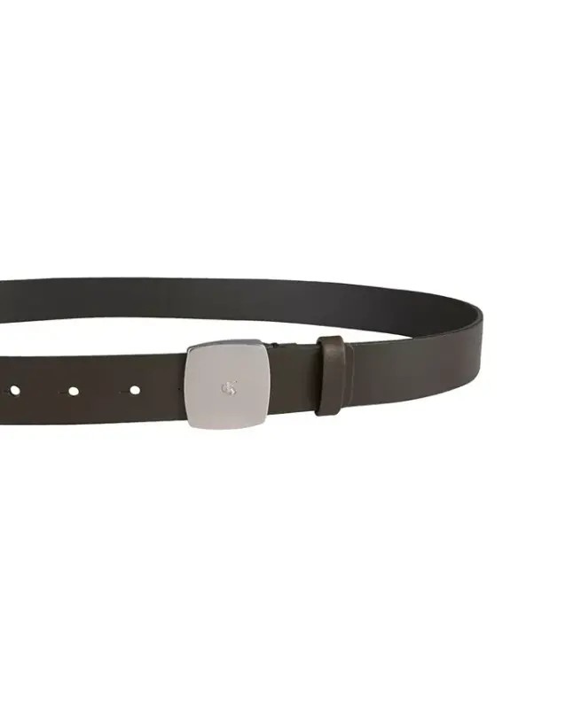 Women's Micro CK Logo Leather Pant Belt-Olive - 3