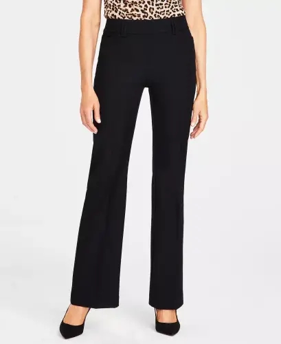 Women's Mid-Rise Bootcut Pants, Created for Modazone-Deep Black 