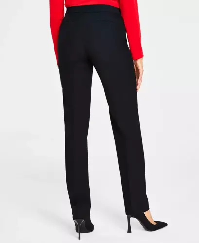 Women's Mid-Rise L-Pocket Straight-Leg Pants, Regular, Long & Short Lengths, Created for Modazone-Deep Black - 2