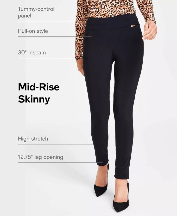 Women's Mid-Rise Skinny Pants, Regular, Long & Short Lengths, Created for Modazone Deep Black - 5