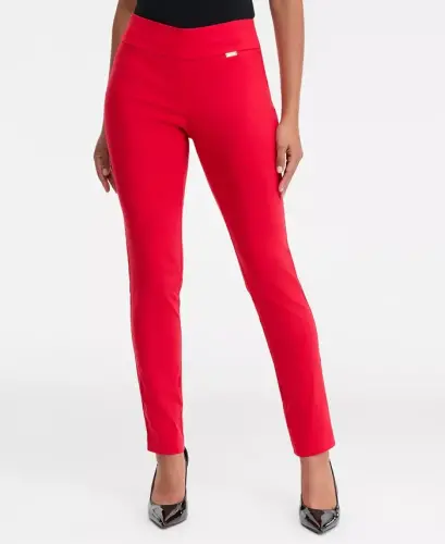 Women's Mid-Rise Skinny Pants, Regular & Short Lengths, Created for Modazone - Real Red - 3