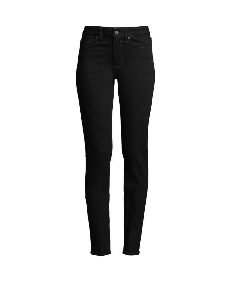 Women's Mid Rise Straight Leg Jeans Black - 2