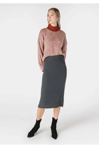 Women's midi skirt, slim fit, anthracite - 3