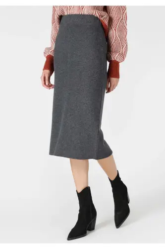 Women's midi skirt, slim fit, anthracite - 4