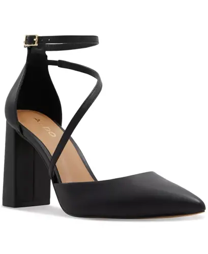 Women's Milley Two-Piece Strappy Pointed-Toe Pumps-Black 