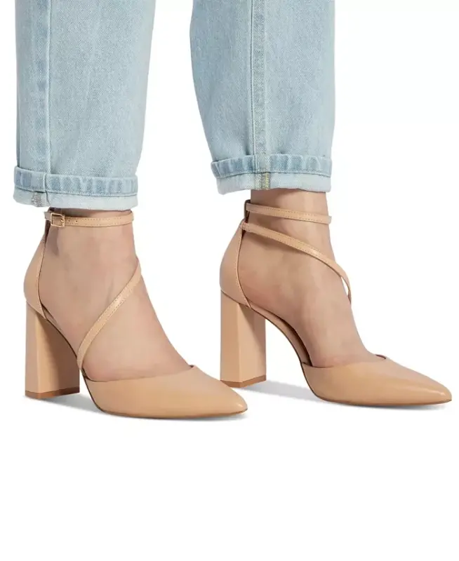 Women's Milley Two-Piece Strappy Pointed-Toe Pumps-Bone - 6