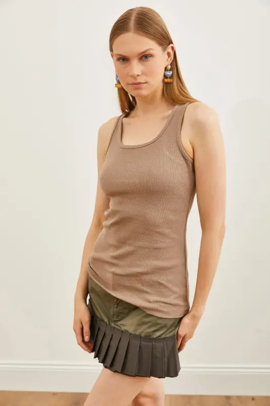 Women's Mink Long Ribbed Tank Top ATL-00000003 - Mink - 4