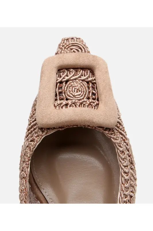 Women's Mink Patterned Open Back Heels-MINK - 4